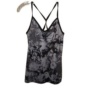 Champion Black Gray Tank Top Shirt Athletic Layered Shelf Bra Womens Large